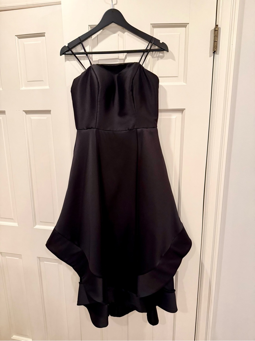 AQUA Formal Black Strapless Ruffle High Low Gown Size 8